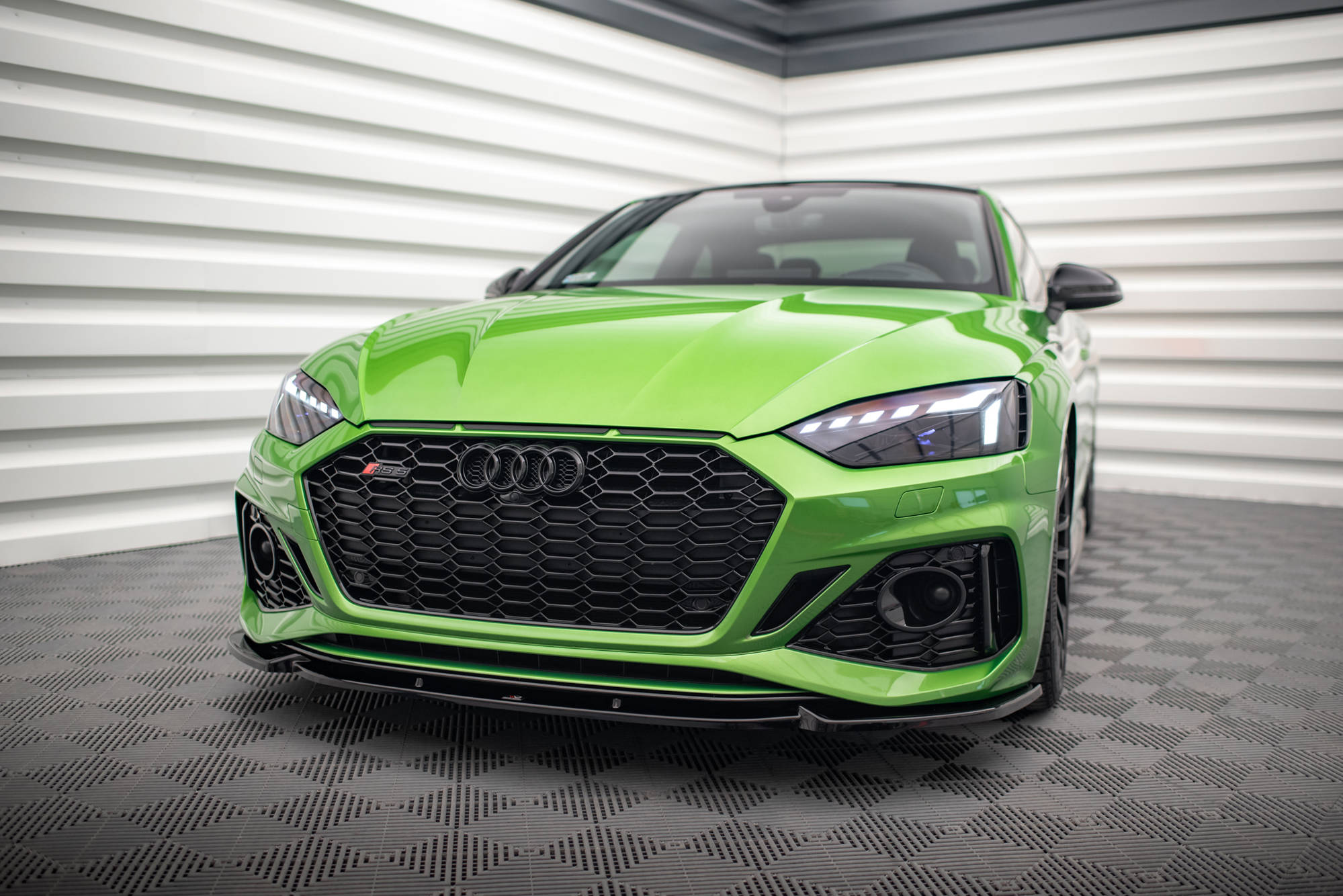 Street+ Spoilerlippe Front Ansatz V.2 passend für Audi RS5 F5 FL schwarz Hochglanz
