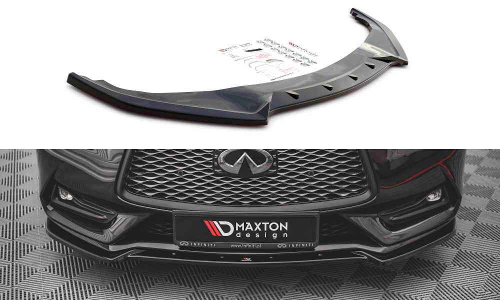Frontlippe passend für Infiniti Q60 S Mk2 schwarz Hochglanz