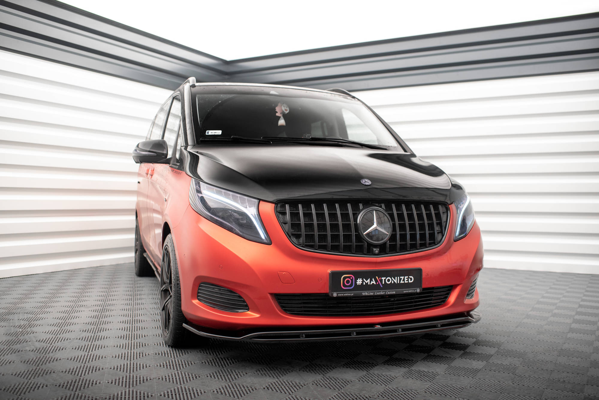Street+ Spoilerlippe Front Ansatz V.4 passend für Mercedes V-Klasse W447 schwarz Hochglanz