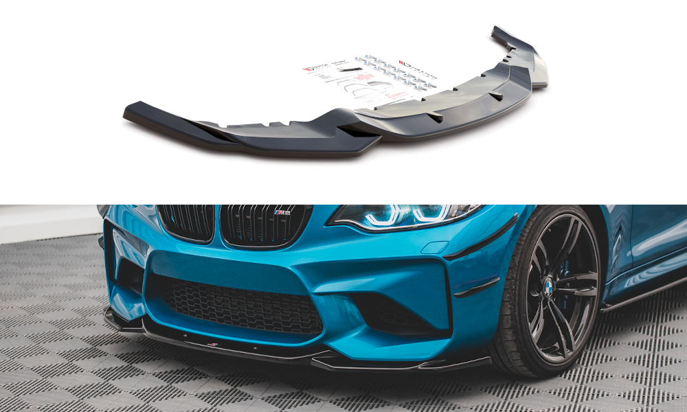 Street+ Spoilerlippe Front Ansatz V.3 passend für BMW M2 F87 schwarz Hochglanz