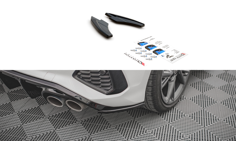 Street+ Heck Ansatz Flaps V.2 passend für Audi S3 / A3 S-Line Sportback 8Y schwarz Hochglanz