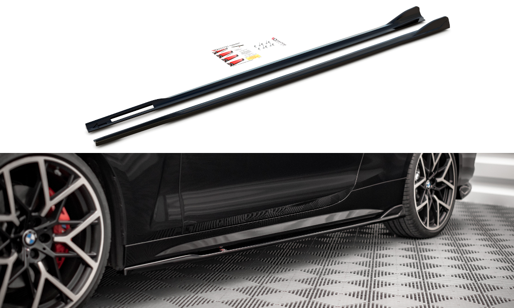 Street+ Seitenschweller Leisten V.2 passend für BMW 4er M-Paket / M440i G22 / G23 / G22 FL / G23 FL schwarz Hochglanz