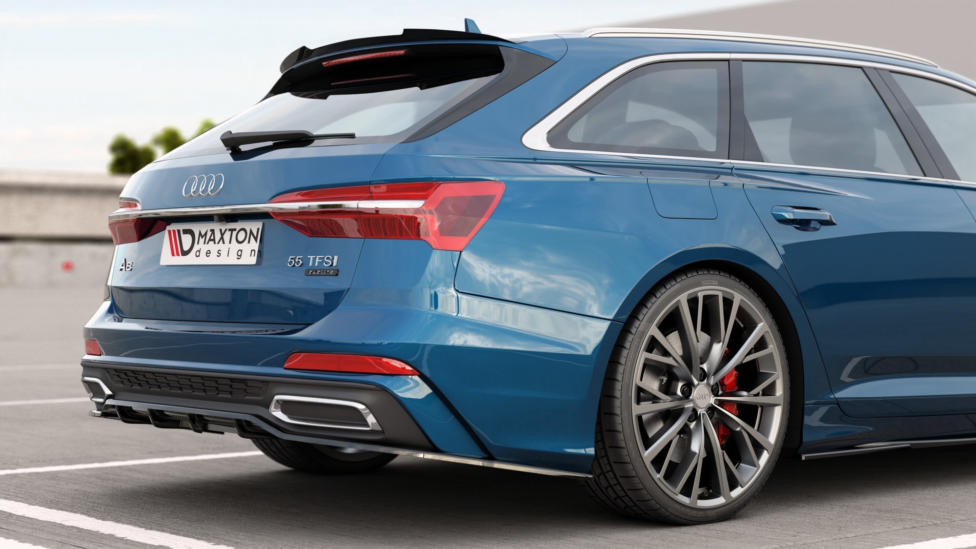Mittlerer Cup Diffusor DTM Look Heck Ansatz für Audi A6 S-Line C8 schwarz Hochglanz