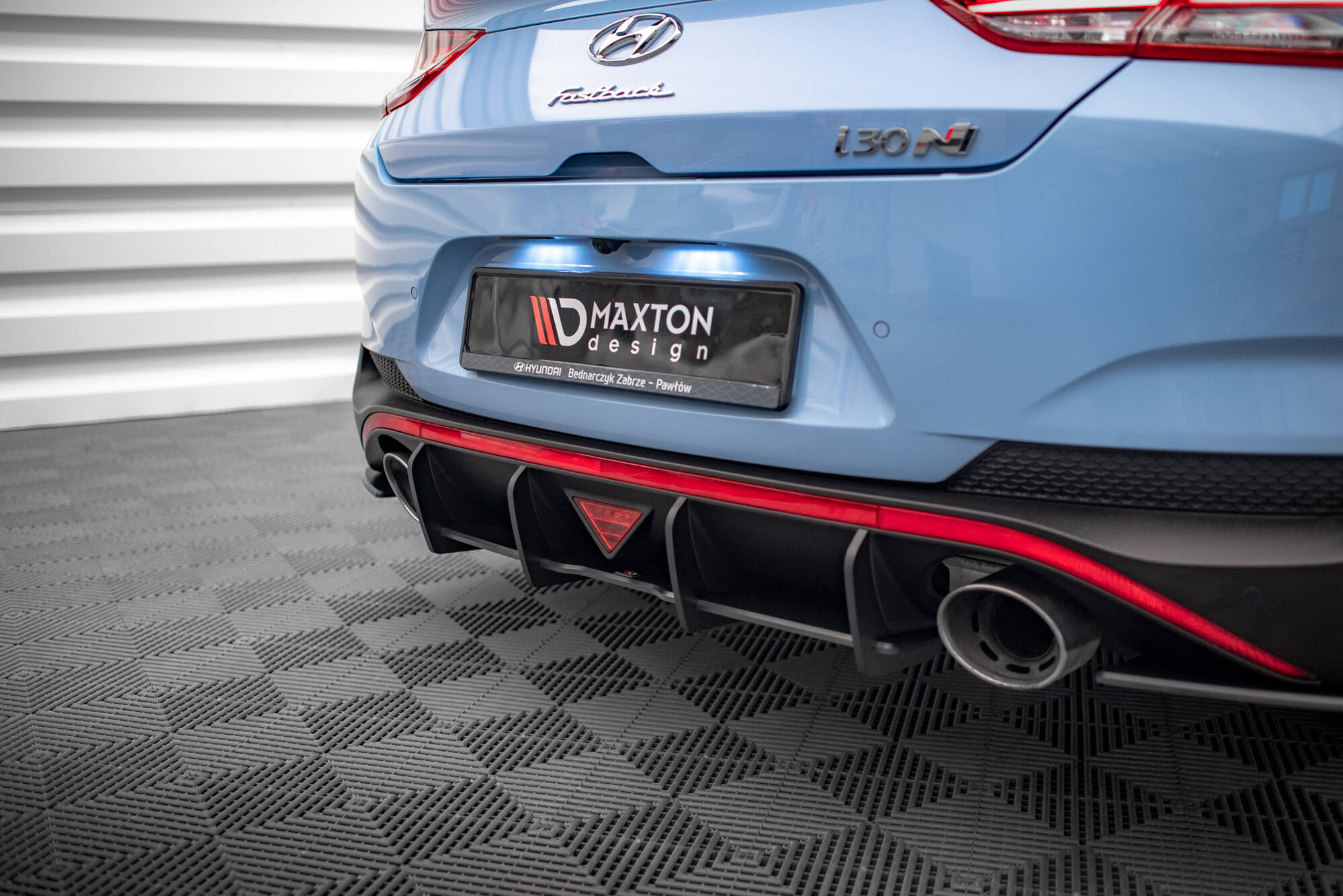 Street Pro Heckschürze Heck Ansatz Diffusor passend für Hyundai I30 N Fastback FL Mk3 rot