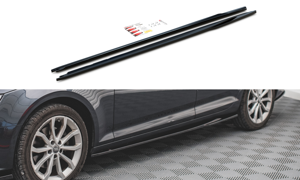 Street+ Seitenschweller Leisten passend für Audi A4 B9 schwarz Hochglanz