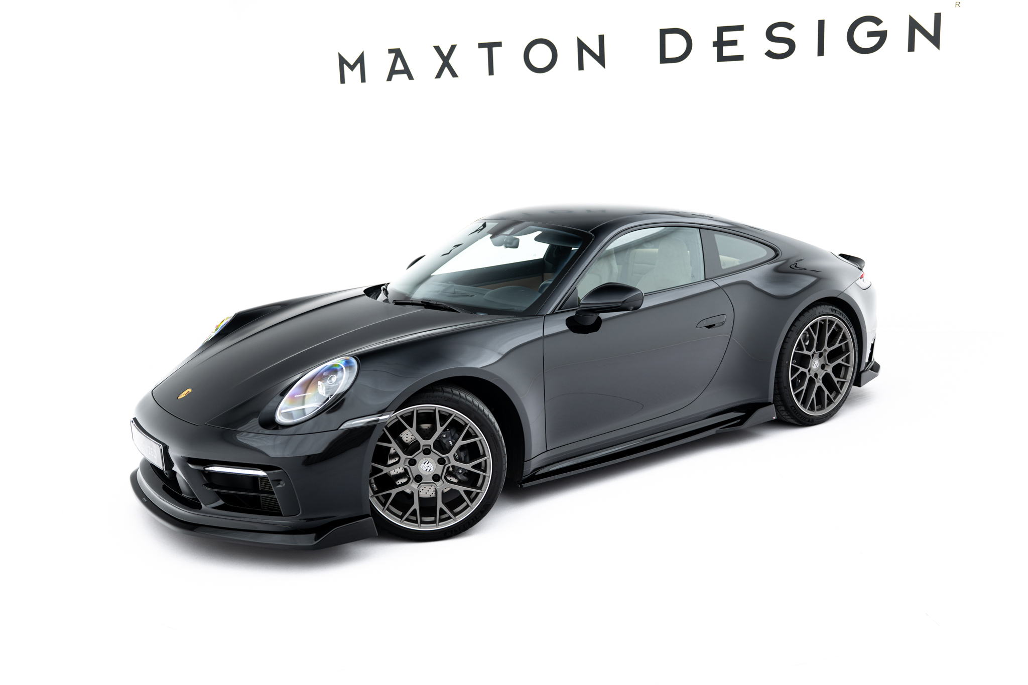Street+ Seitenschweller Leisten V.2 passend für Porsche 911 Carrera Sport Design 992 schwarz Hochglanz