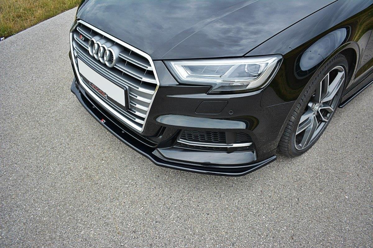 Front Ansatz für V.1 Audi S3 / A3 S-Line Hatchback / Sportback 8V Facelift schwarz Hochglanz