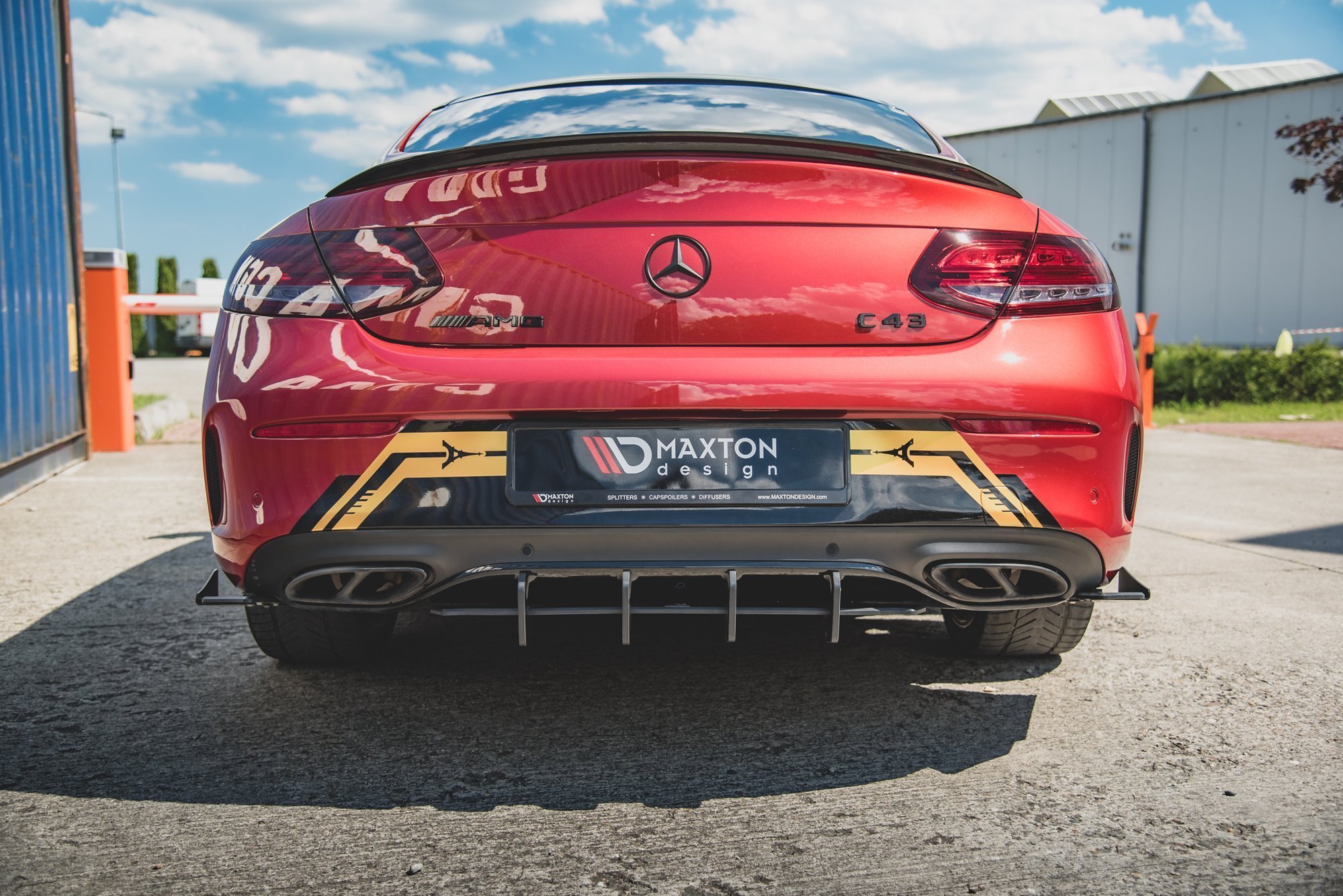 Street Pro Heckschürze Heck Ansatz Diffusor passend für Mercedes-AMG C43 Coupe C205 schwarz-rot