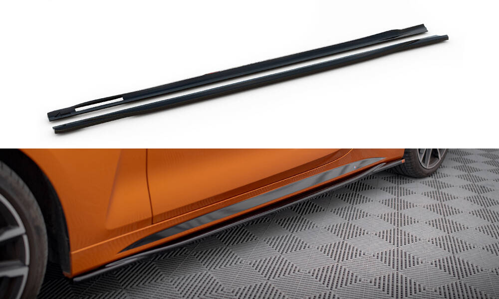 Street+ Seitenschweller Leisten V.3 passend für BMW 4er M-Paket / M440i G22 / G23 / G22 FL / G23 FL schwarz Hochglanz