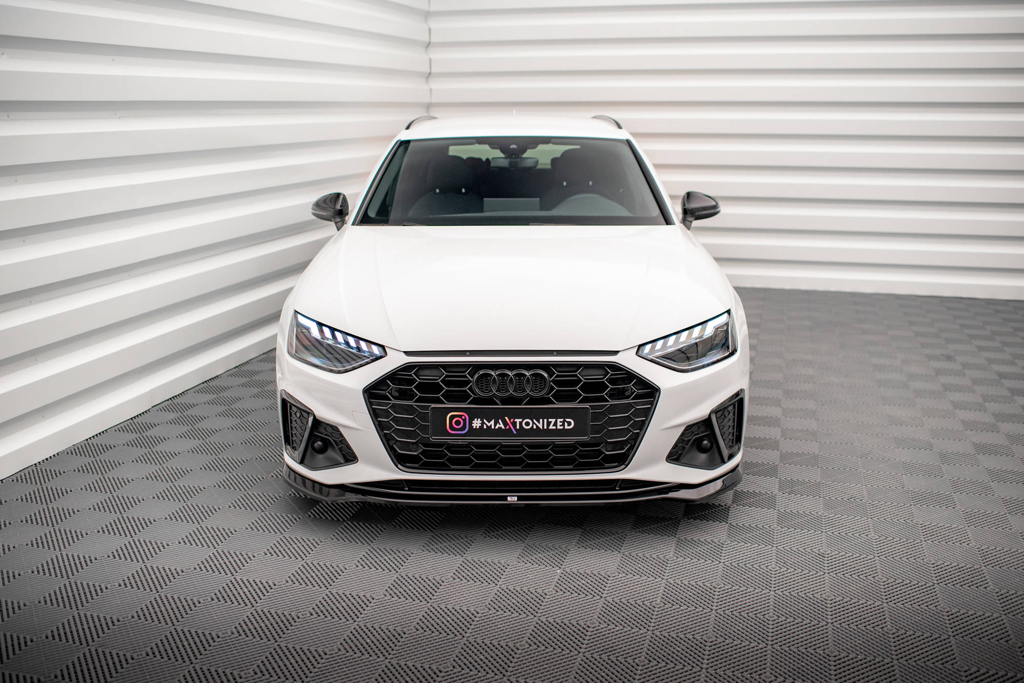 Street+ Spoilerlippe Front Ansatz V.2 passend für Audi A4 S-Line / S4 B9 FL schwarz Hochglanz