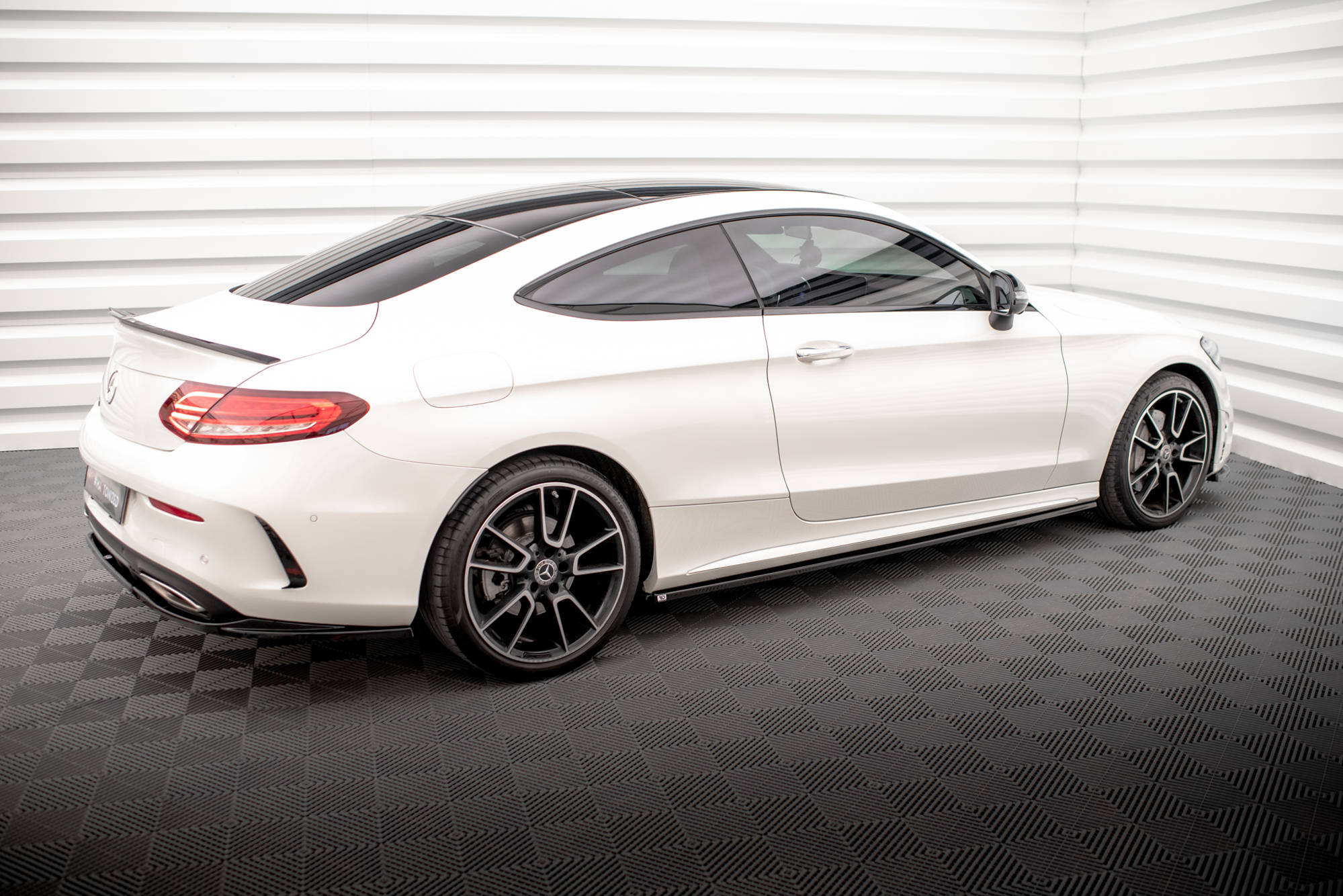 Street+ Seitenschweller Leisten passend für Mercedes C Coupe AMG-Line C205 FL schwarz Hochglanz