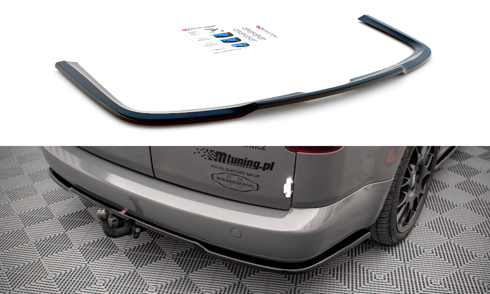 Street+ Mittlerer Diffusor Heck Ansatz passend für VW Caddy Long Mk3 FL schwarz Hochglanz