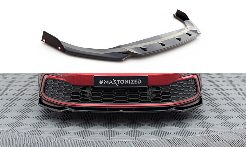 Street+ Spoilerlippe Front Ansatz V.2 + Flaps passend für VW Golf GTI / GTE / GTD / R-Line Mk8