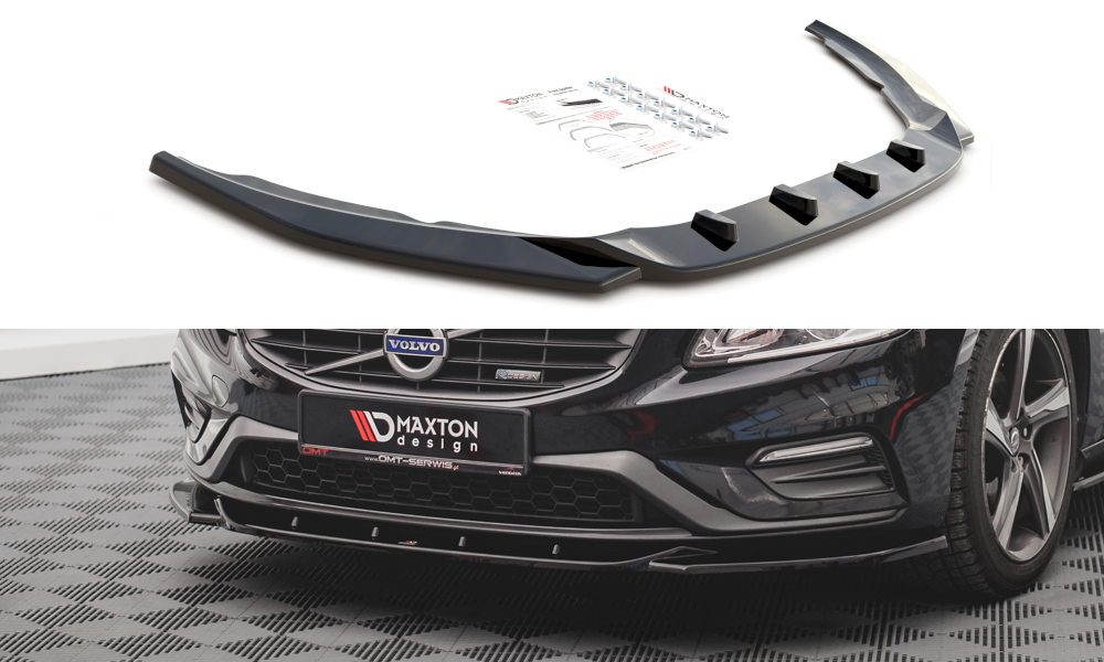 Street+ Spoilerlippe Front Ansatz V.2 passend für Volvo S60 R-Design Mk2 FL schwarz Hochglanz