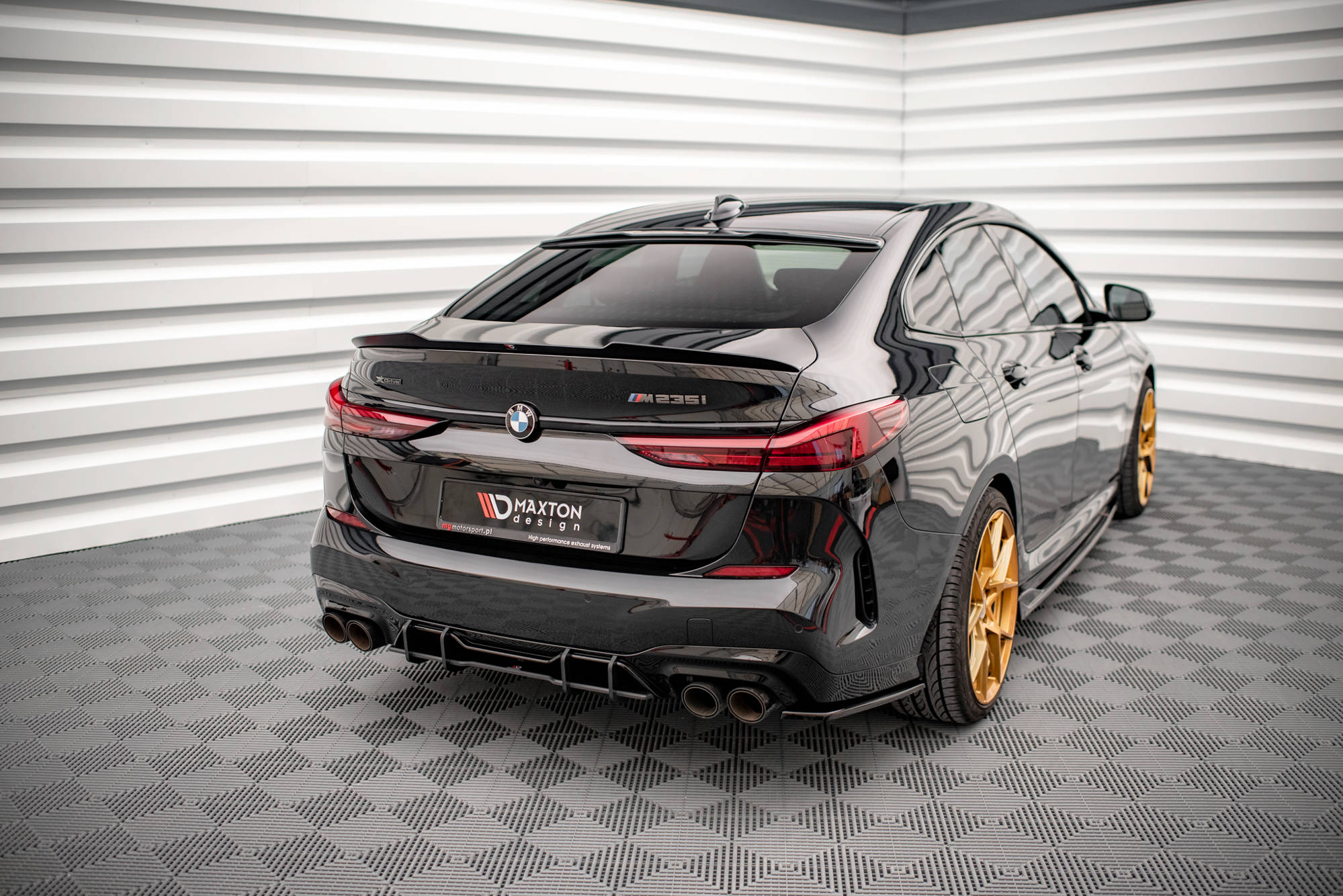 Street Pro Heckschürze Heck Ansatz Diffusor passend für BMW M235i Gran Coupe F44 schwarz-rot