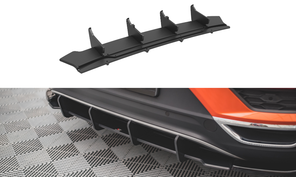 Street Pro Heckschürze Heck Ansatz Diffusor passend für VW T-Roc Mk1 rot