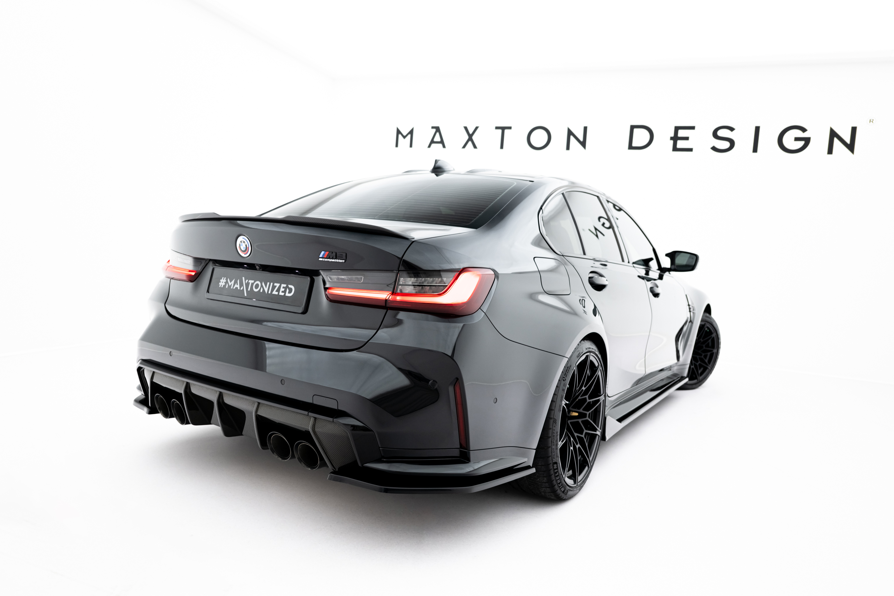Street+ Heck Ansatz Flaps V.3 passend für BMW M3 Limousine / Touring G80 / G81 schwarz Hochglanz