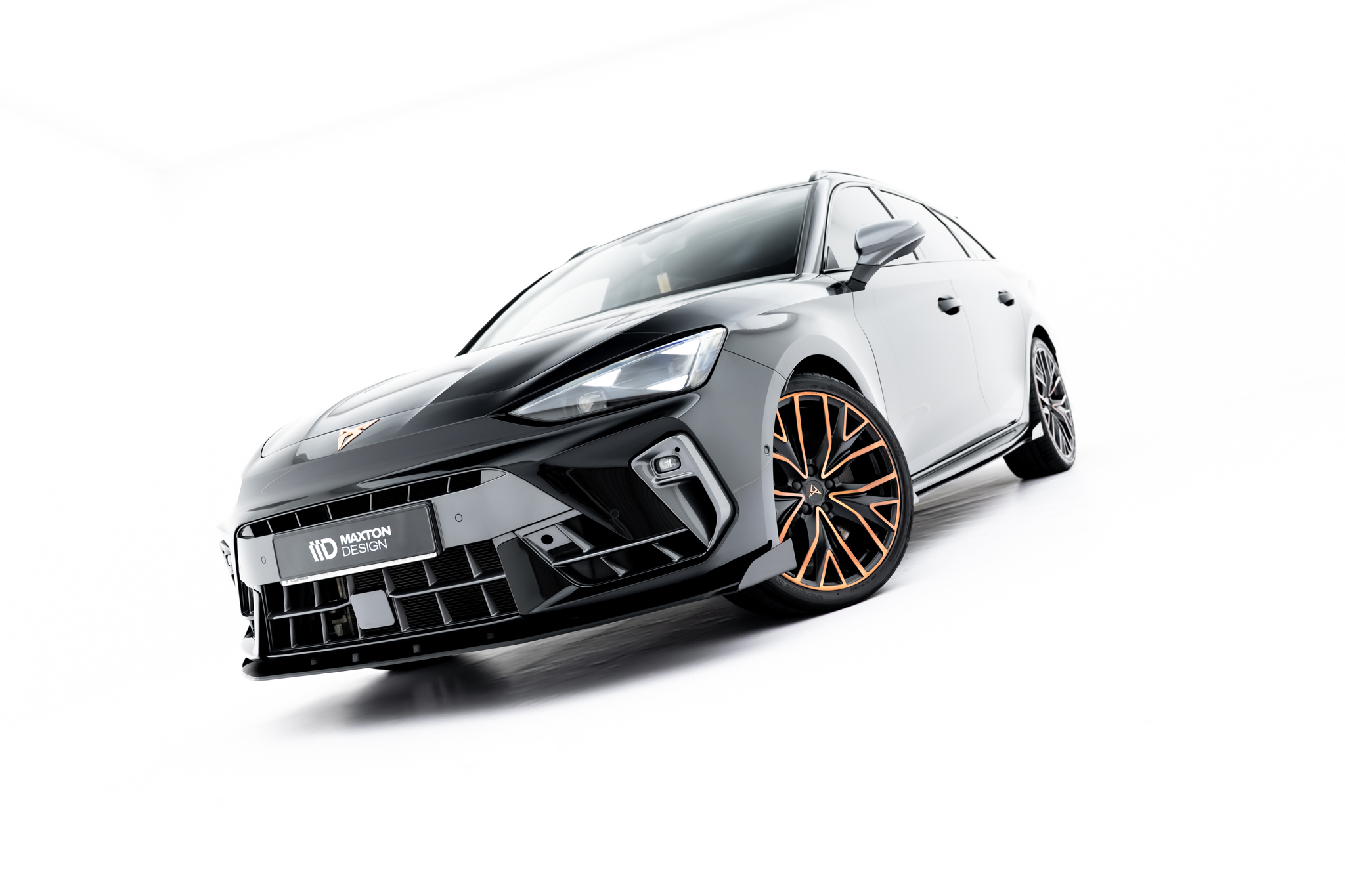 Frontlippe passend für CUPRA Leon ST / Hatchback Mk1 FL schwarz matt + Hochglanz Flaps
