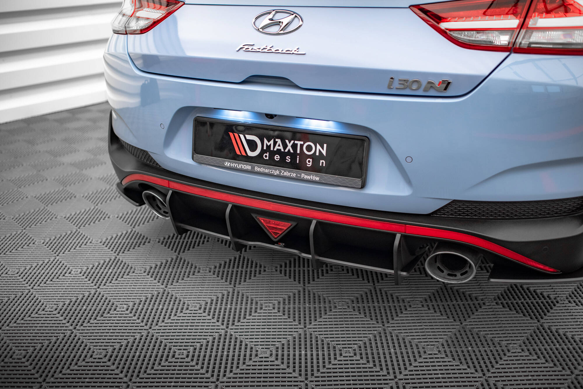 Street Pro Heckschürze Heck Ansatz Diffusor passend für Hyundai I30 N Fastback FL Mk3 rot