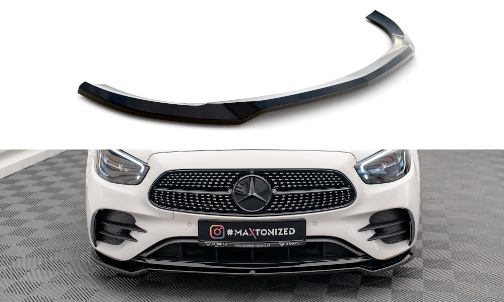 Street+ Spoilerlippe Front Ansatz V.1 passend für Mercedes E AMG-Line W213 FL schwarz Hochglanz