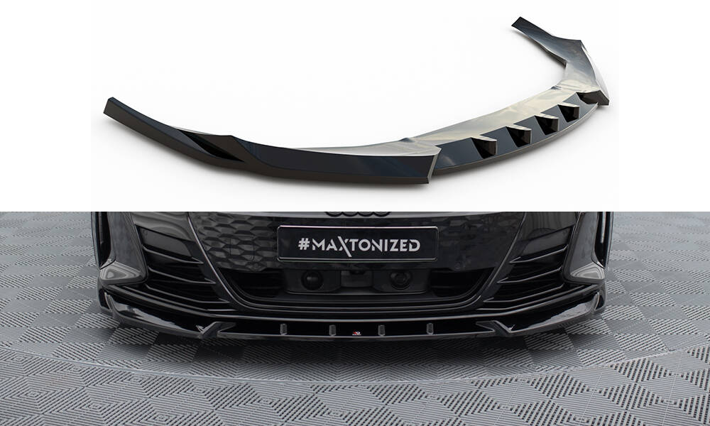 Street+ Spoilerlippe Front Ansatz V.1 passend für Audi e-Tron GT / RS GT Mk1 schwarz Hochglanz