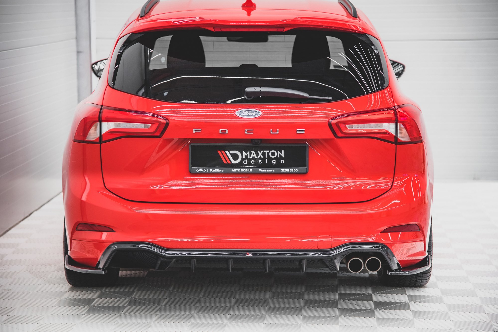 Street+ Heck Ansatz Diffusor passend für Ford Focus ST-Line Kombi Mk4 schwarz Hochglanz