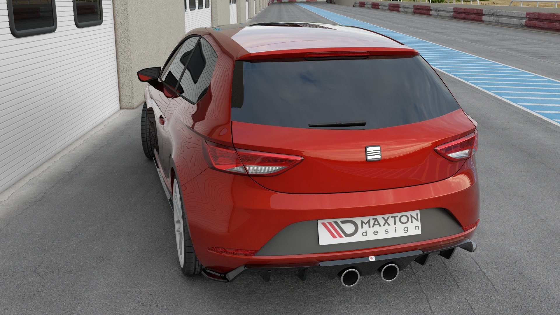 Diffusor Heck Ansatz V.2 für Seat Leon Cupra Hatchback Mk3 Facelift schwarz Hochglanz