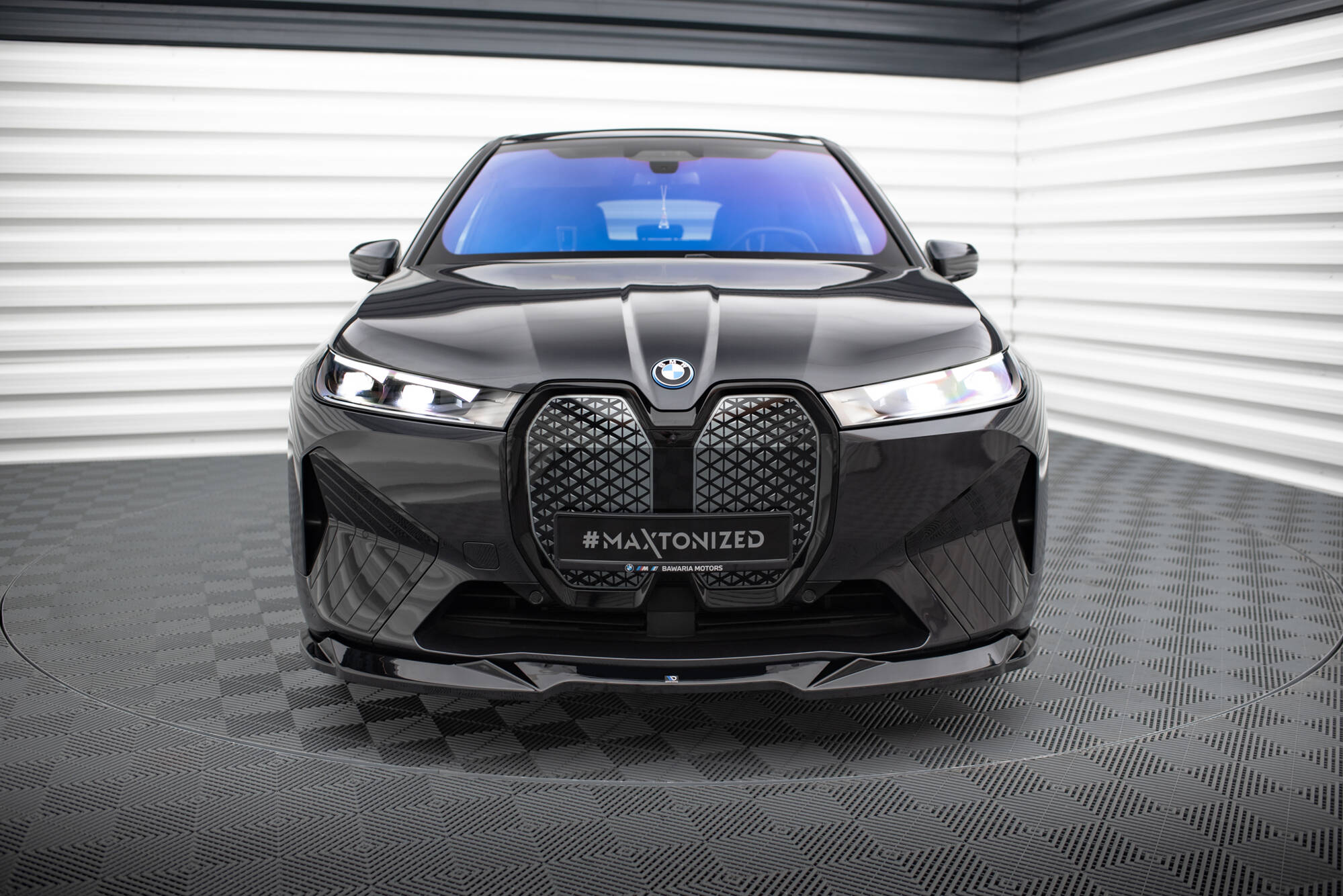 Street+ Spoilerlippe Front Ansatz V.2 passend für BMW iX M-Paket i20 schwarz Hochglanz