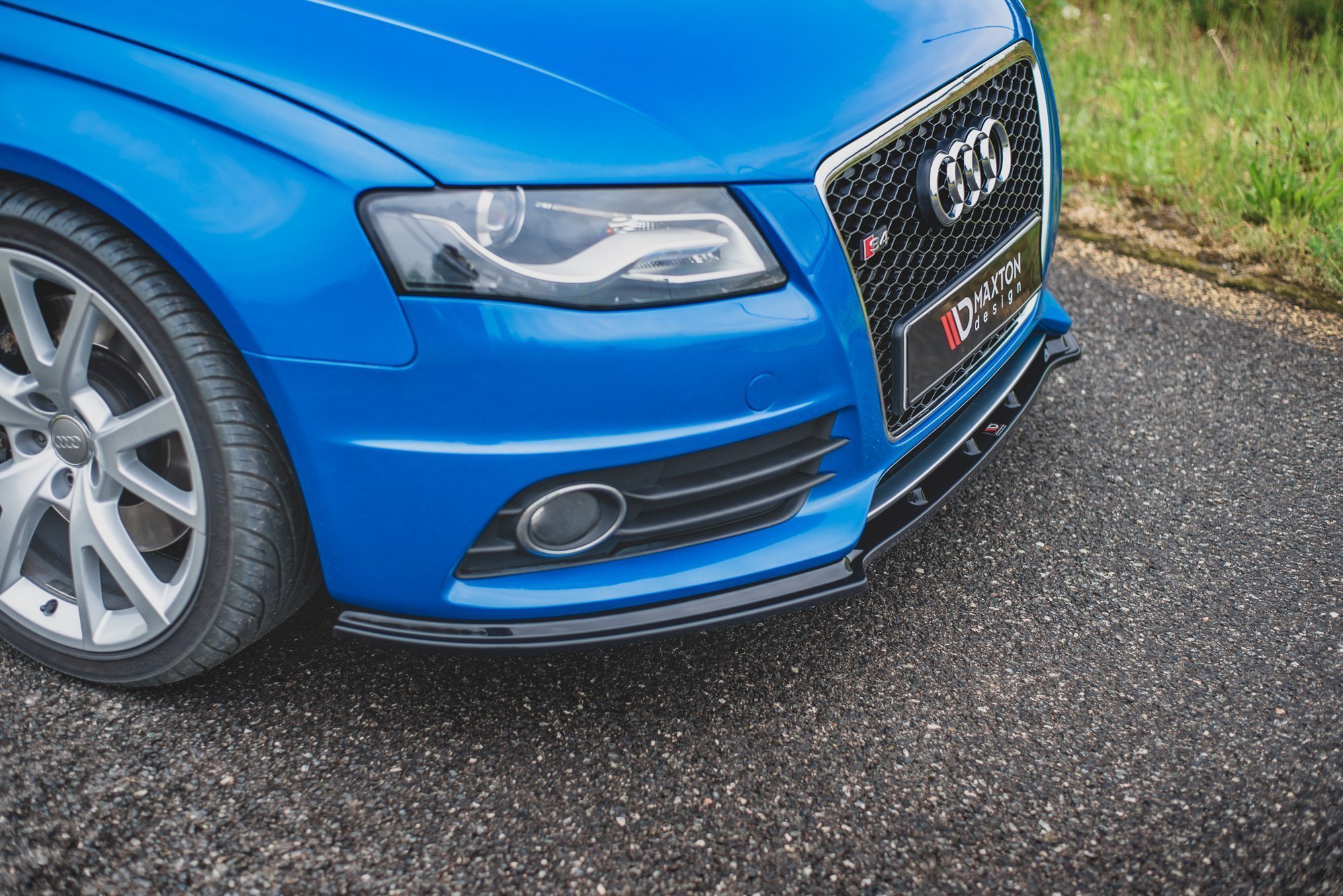 Street+ Spoilerlippe Front Ansatz V.1 passend für Audi S4 / A4 S-Line B8 schwarz Hochglanz