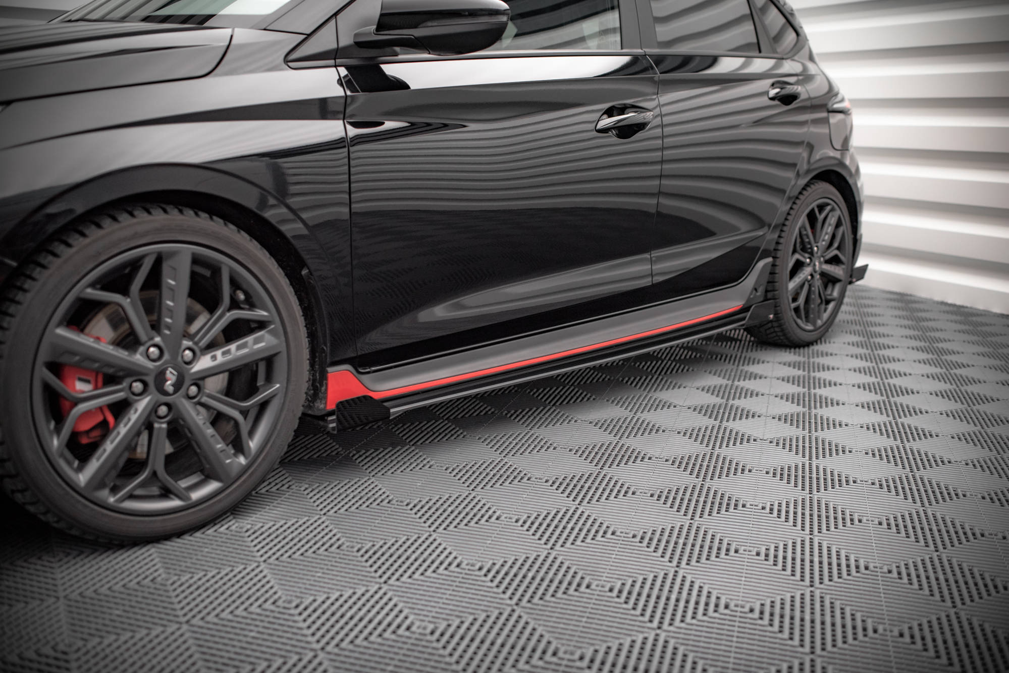 Street Pro Seitenschweller Leisten passend für Hyundai I20 N Mk3 rot+ Hochglanz Flaps