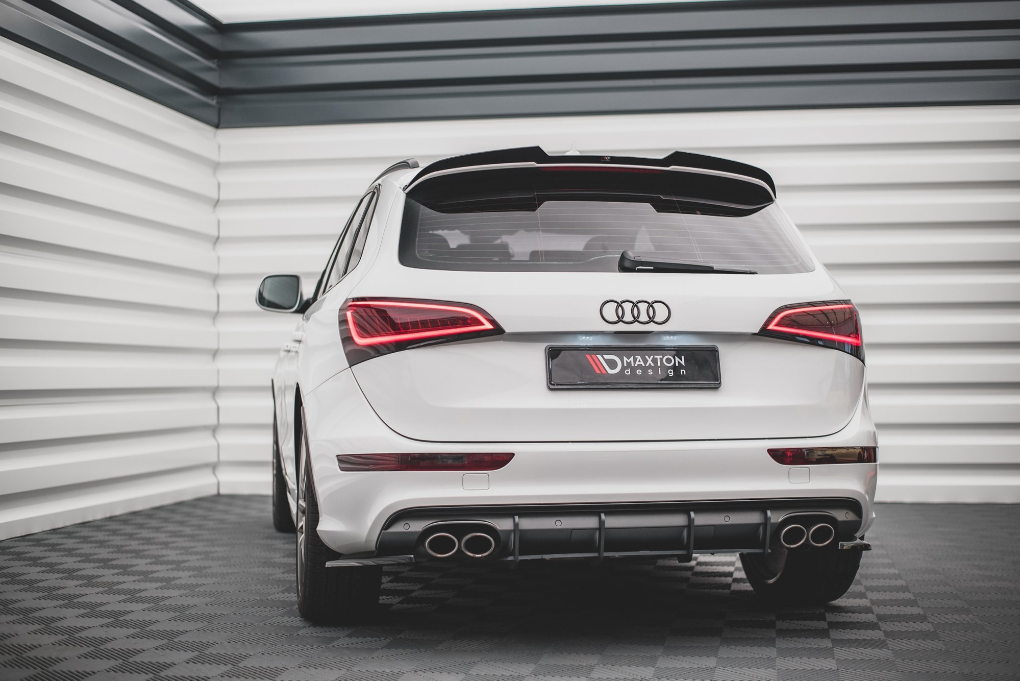 Street Pro Heckschürze Heck Ansatz Diffusor passend für Audi SQ5 Mk1 8R schwarz-rot