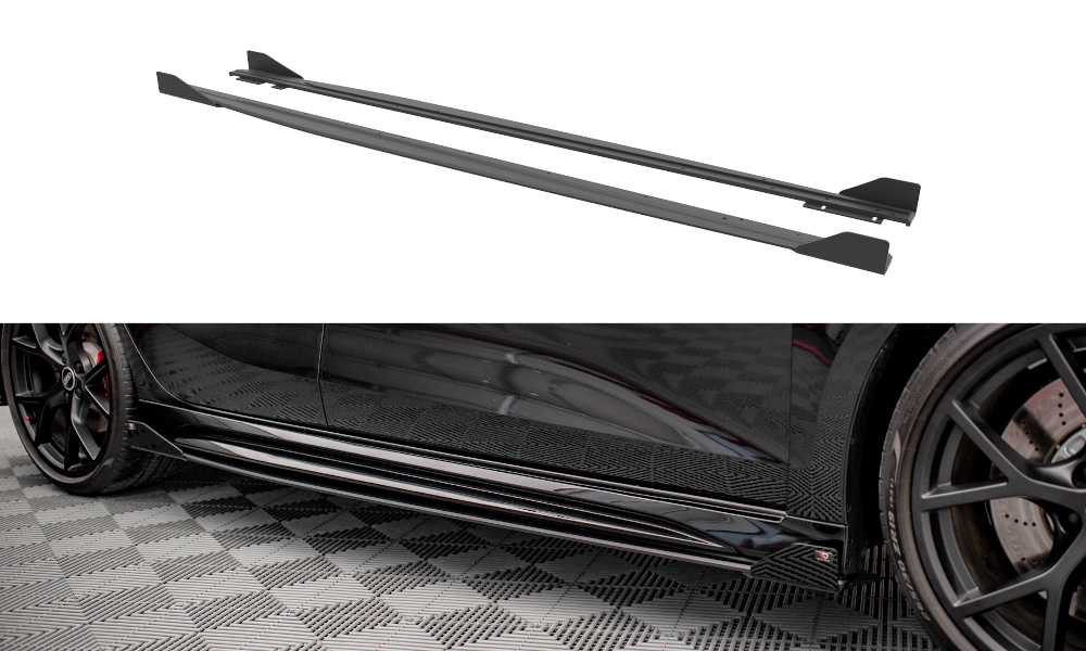 Street Pro Seitenschweller Leisten passend für Audi RS3 Sportback 8Y rot+ Hochglanz Flaps