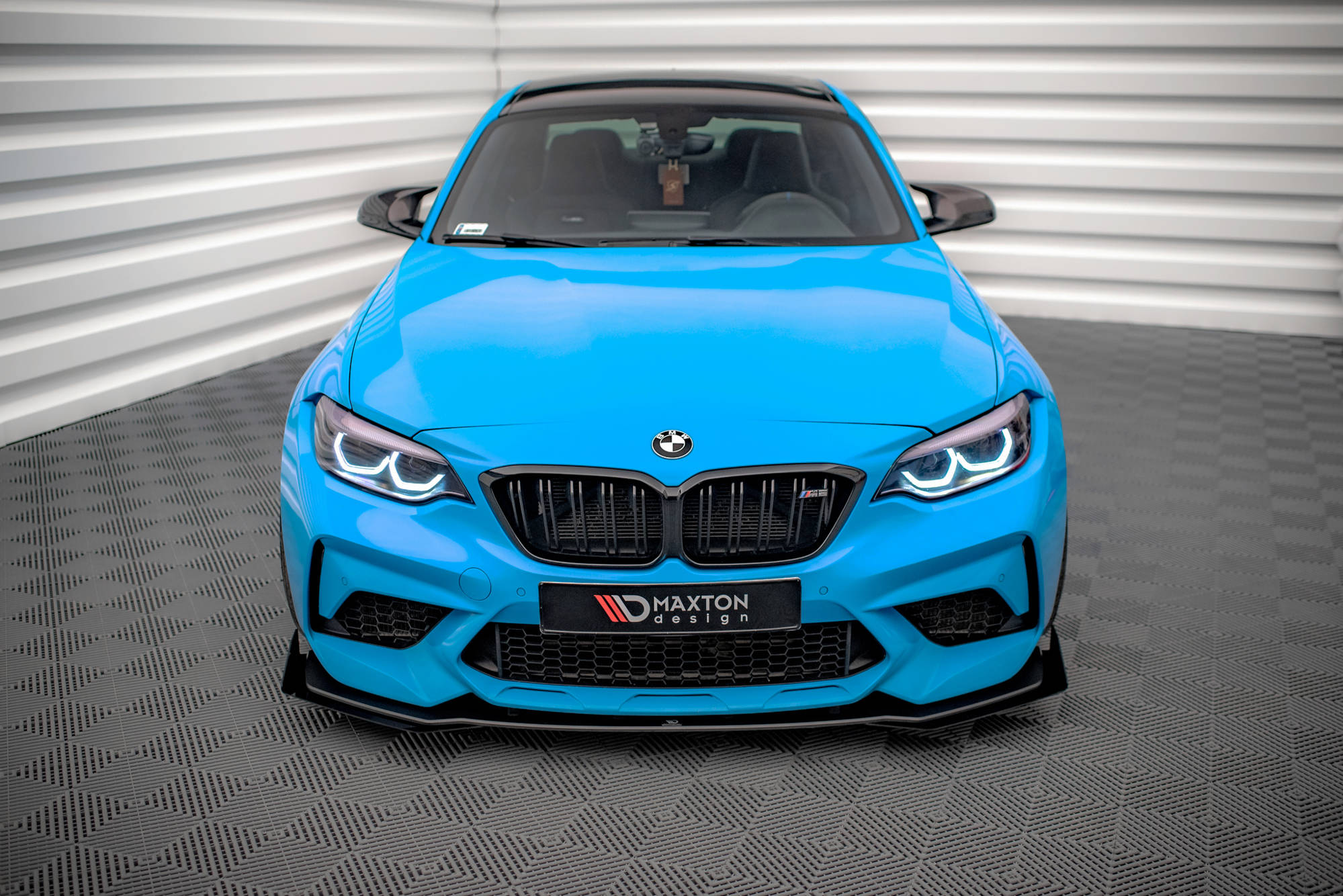Street Pro Spoilerlippe Front Ansatz passend für BMW M2 F87 rot+ Hochglanz Flaps
