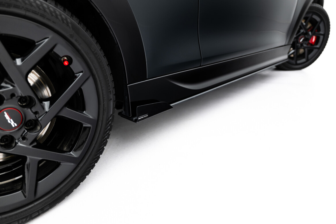 Street Pro Seitenschweller Ansatz (Paar) + Flaps passend für Mini Cooper John Cooper Works F65 schwarz Hochglanz