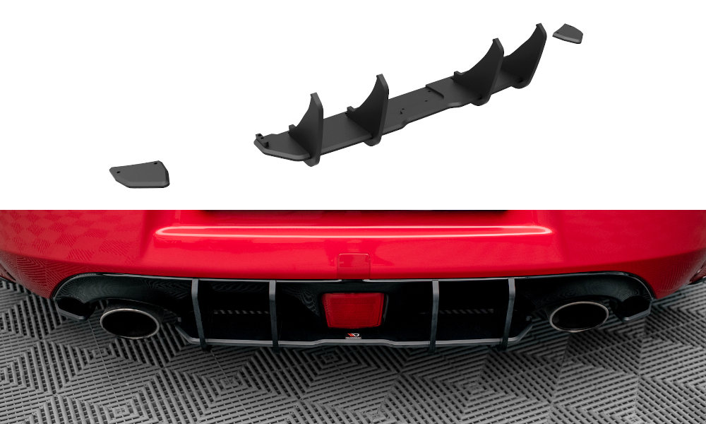 Street Pro Heckschürze Heck Ansatz Diffusor passend für Nissan 370Z FL schwarz-rot