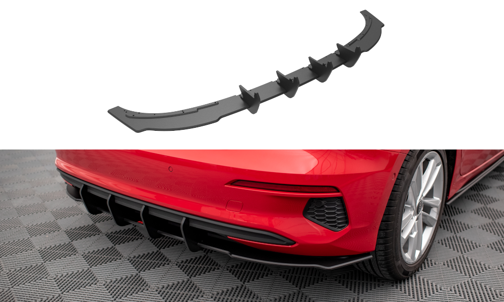 Street Pro Heckschürze Heck Ansatz Diffusor passend für Audi A3 Sportback 8Y schwarz-rot