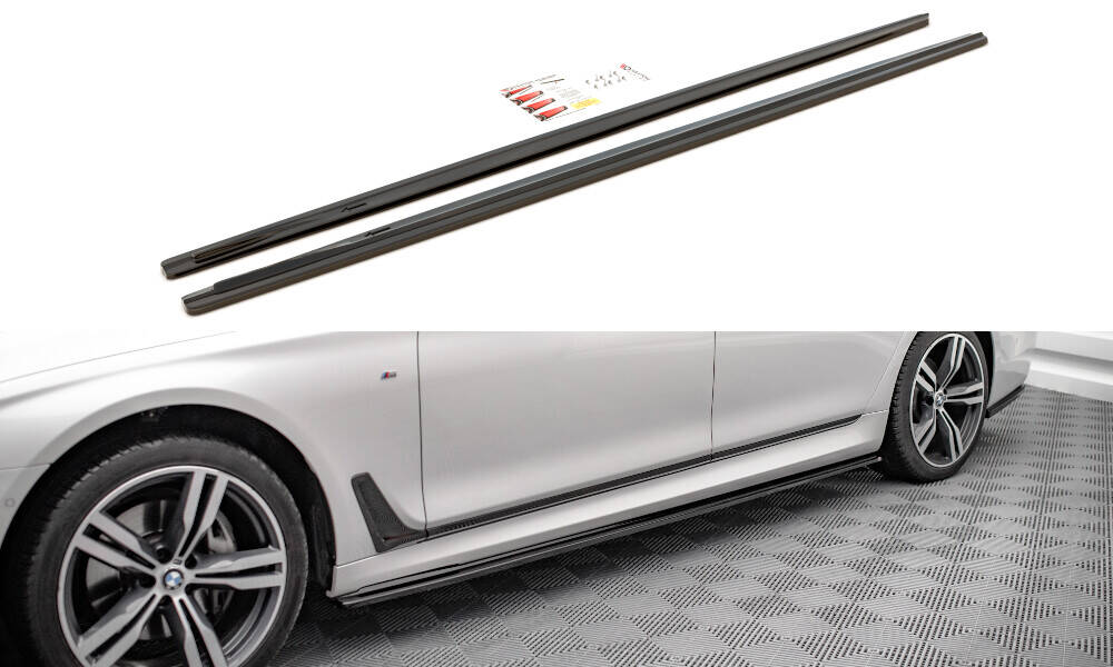 Street+ Seitenschweller Leisten V.1 passend für BMW 7 Lang M-Paket G12 schwarz Hochglanz