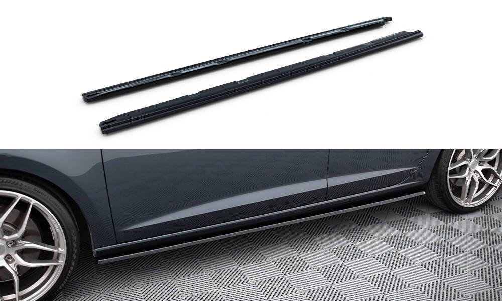 Street+ Seitenschweller Leisten V.2 passend für Seat Leon Mk3 CUPRA/ FR FL schwarz Hochglanz