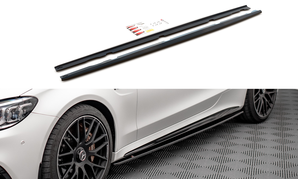 Street+ Seitenschweller Leisten V.1 passend für Mercedes-AMG C 63 AMG Coupe C205 FL schwarz Hochglanz