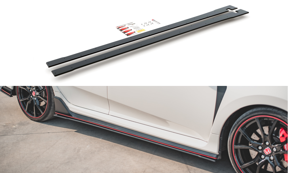 Street Pro Seitenschweller Leisten V.2 passend für Honda Civic X Type-R rot