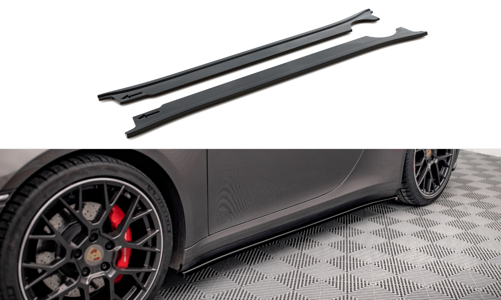 Street+ Seitenschweller Leisten passend für Porsche 911 Carrera 4S 992 schwarz Hochglanz