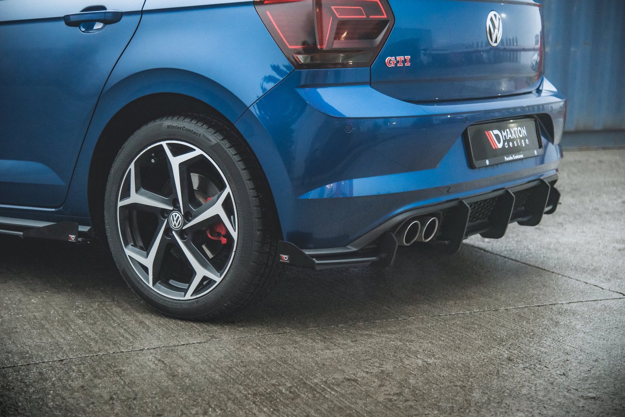 Street Pro Heck Ansatz Diffusor passend für VW Polo GTI Mk6 rot+ Hochglanz Flaps