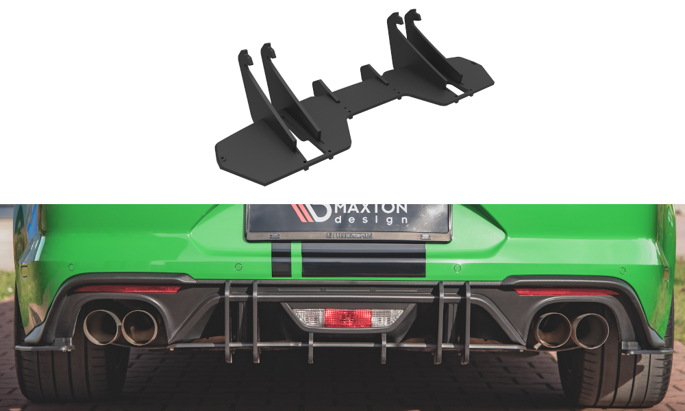 Street Pro Heckschürze Heck Ansatz Diffusor passend für Ford Mustang GT Mk6 FL schwarz-rot
