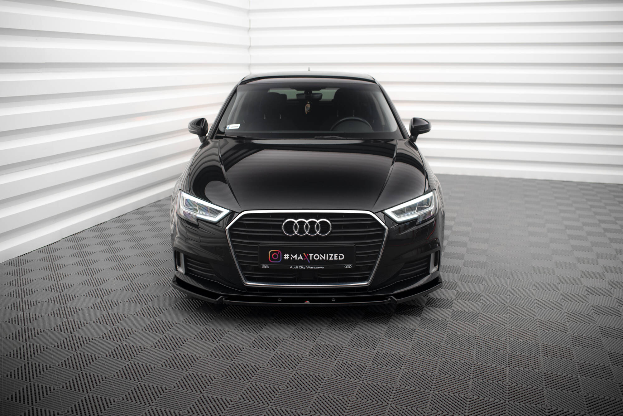 Street+ Spoilerlippe Front Ansatz V.1 passend für Audi A3 Sportback 8V FL schwarz Hochglanz