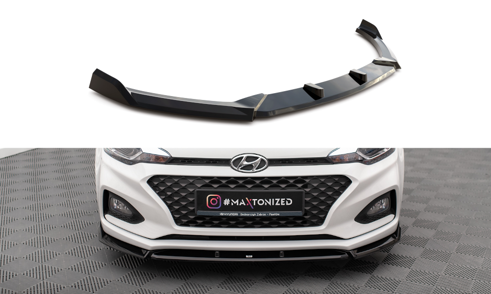 Street+ Spoilerlippe Front Ansatz V.2 passend für Hyundai I20 Mk2 FL schwarz Hochglanz