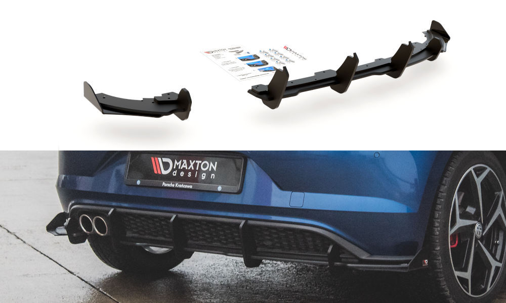 Street Pro Heck Ansatz Diffusor passend für VW Polo GTI Mk6 rot+ Hochglanz Flaps