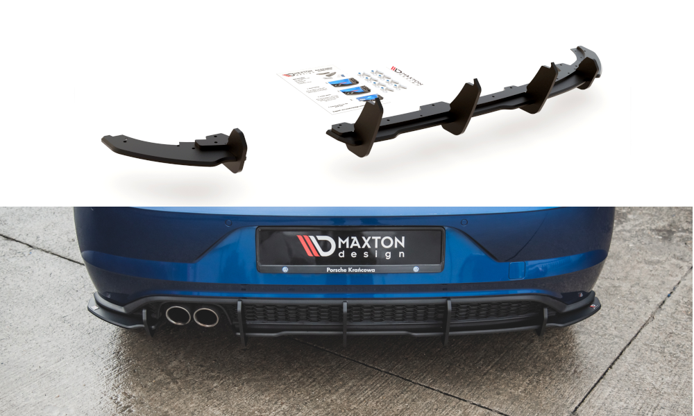 Street Pro Heck Ansatz Diffusor passend für VW Polo GTI Mk6 schwarz-rot