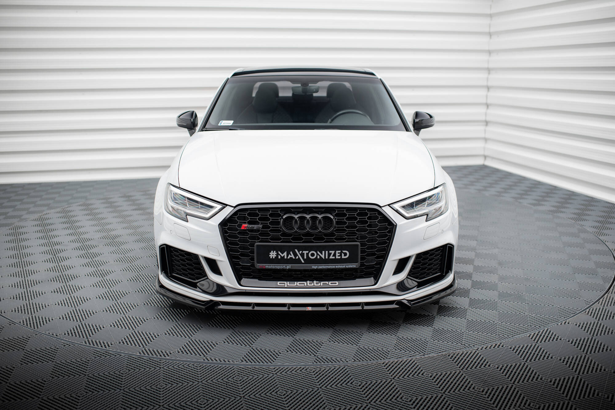 Street+ Spoilerlippe Front Ansatz V.3 passend für Audi RS3 Limousine 8V FL schwarz Hochglanz