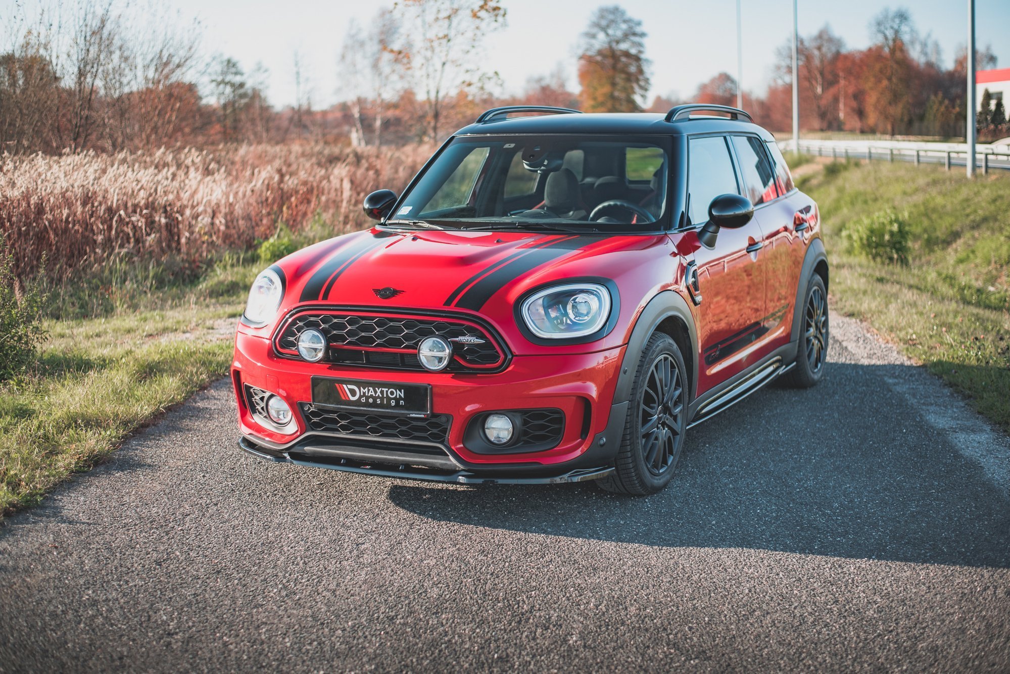 Street+ Spoilerlippe Front Ansatz V.2 passend für Mini Countryman Mk2 F60 JCW schwarz Hochglanz