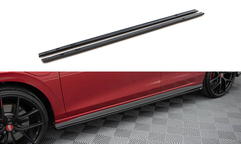 Street+ Seitenschweller Leisten V.1 passend für VW Golf GTI / GTE / GTI Clubsport / GTD / R-Line Mk8 schwarz Hochglanz